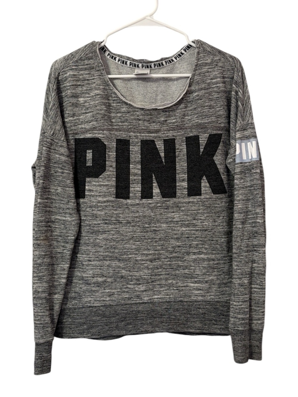 PINK Gray Graphic Logo Athletic Sweatshirt